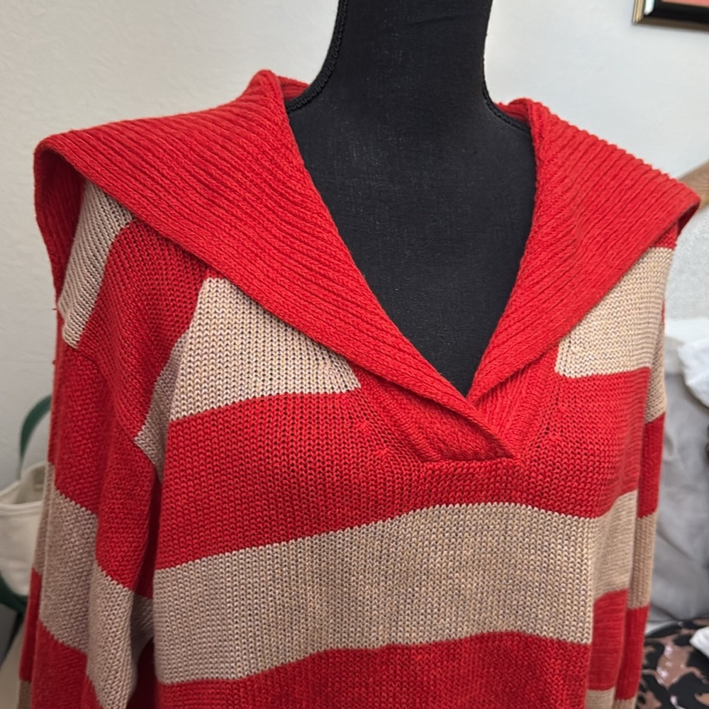 JCREW Red and Carmel Striped Sweater